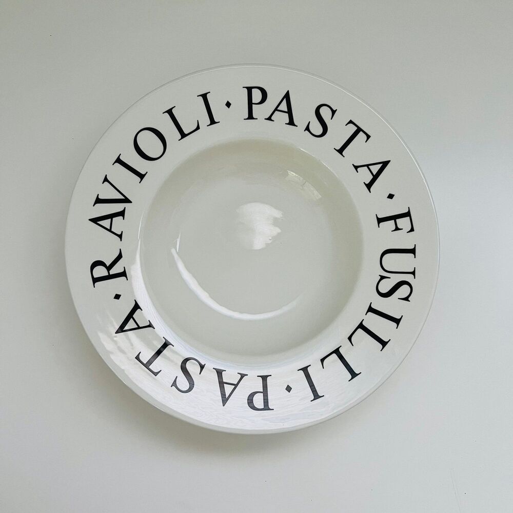 OVER AND BACK Stoneware FUSILLI, PASTA, & RAVIOLI Text Around Rim Pasta Bowl